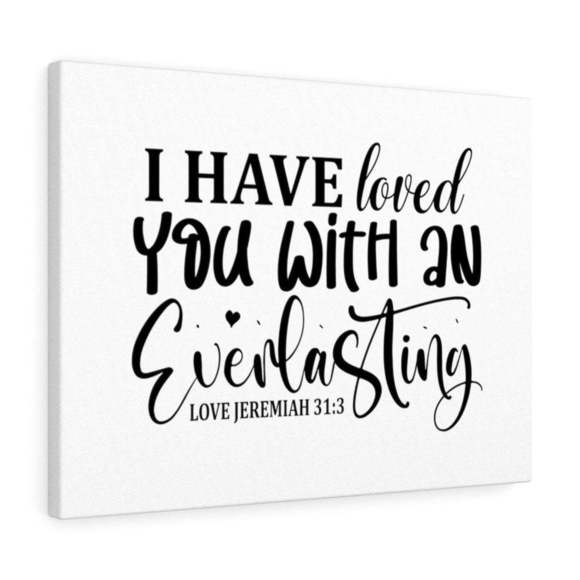 Scripture Sign Everlasting Love Jeremiah 31:3 Bible Verse Canvas Christian Wall